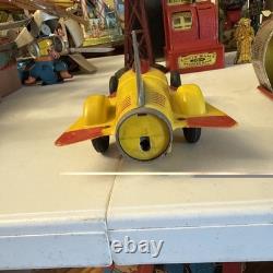 Tin & Plastic Jet Car Crank It Up Hit The Button And Watch It Fly Made In USA