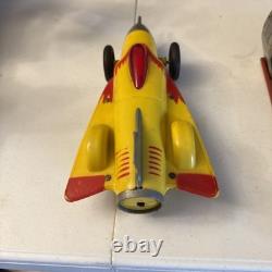 Tin & Plastic Jet Car Crank It Up Hit The Button And Watch It Fly Made In USA