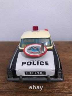 Tin Police Car Toy 1970s Japan Model ST Friction Power Sound Box Included