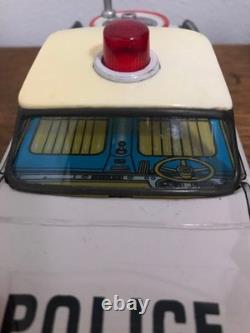 Tin Police Car Toy 1970s Japan Model ST Friction Power Sound Box Included