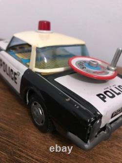 Tin Police Car Toy 1970s Japan Model ST Friction Power Sound Box Included