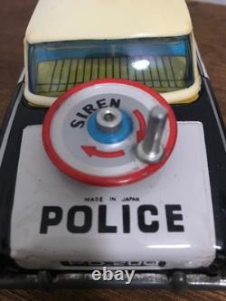 Tin Police Car Toy 1970s Japan Model ST Friction Power Sound Box Included