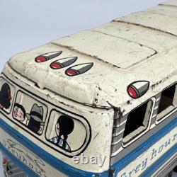 Tin Toy Car Greyhound Bus white made in Japan Vintage Used