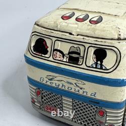 Tin Toy Car Greyhound Bus white made in Japan Vintage Used