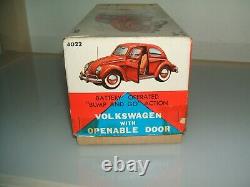 Tin Toy Car Volkswagen Bandai 4022 Japan Battery Openable Door Latta Epoca