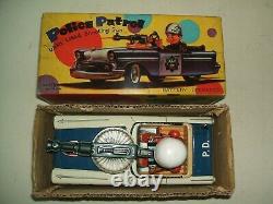 Tin Toy Japan Battery Police Patrol Car Age Space Giocattolo D'epoca In Latta