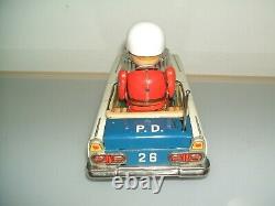 Tin Toy Japan Battery Police Patrol Car Age Space Giocattolo D'epoca In Latta