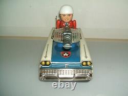 Tin Toy Japan Battery Police Patrol Car Age Space Giocattolo D'epoca In Latta