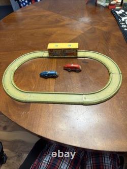 Tin Track With 2 Tin Wind Up Cars Please Read Description