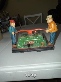 Tin Wind Up Tom & Dick Railroad Car In Original Box