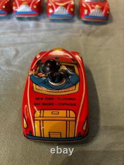 Tin Wind-up Push-down Ad Car 1950's Very Rare Mint/nm Vintage Lot Of 5
