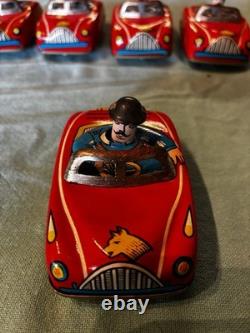 Tin Wind-up Push-down Ad Car 1950's Very Rare Mint/nm Vintage Lot Of 5