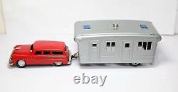 Tinplate Car And Caravan Trailer Japan Excellent Vintage Original SSS Toys