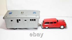 Tinplate Car And Caravan Trailer Japan Excellent Vintage Original SSS Toys