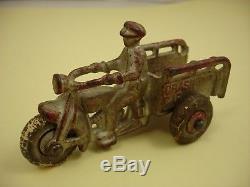 Toy Vintage Hubley Cast Iron Motorcycle Crash Car Antique Harley Rubber Tire