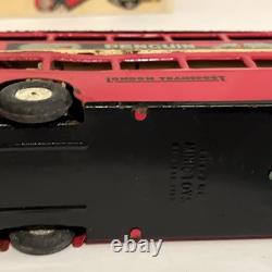 Tri-Ang Minic 60M Clockwork Tinplate Double Decker Bus Red Post War with box