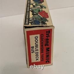 Tri-Ang Minic 60M Clockwork Tinplate Double Decker Bus Red Post War with box
