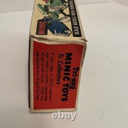 Tri-Ang Minic 60M Clockwork Tinplate Double Decker Bus Red Post War with box