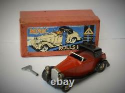 Tri-ang Minic Boxed Tinplate Rolls Royce Sedanca 50me Electric Headlights 1937