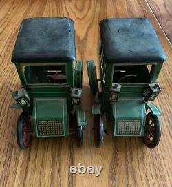 Two Vintage Modern Toys Lever Action Toy Cars (japan) Dark Green #104210 +