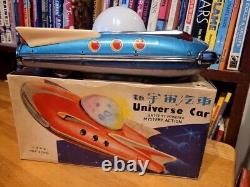 VERY NICE 1960'S TIN LITHO BATTERY OPERATED UNIVERSE CAR with BOX