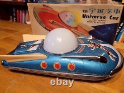 VERY NICE 1960'S TIN LITHO BATTERY OPERATED UNIVERSE CAR with BOX