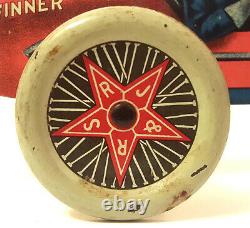VERY RARE c1900 STAR BRAND SHOES TIN LITHO DIE CUT RACE CAR ADVERTISING TOY SIGN