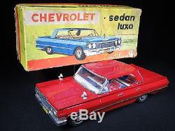 Vintage 13 Chevrolet Luxury Sedan Tin Lithograph Friction Car Boxed Metalma