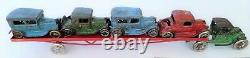 VINTAGE 1930 ARCADE CAR HAULER / CARRIER with 4 FORDS 24 1/2