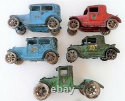 VINTAGE 1930 ARCADE CAR HAULER / CARRIER with 4 FORDS 24 1/2