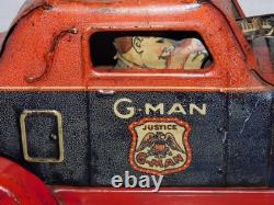 VINTAGE 1930's G-MAN PURSUIT WIND UP TOY CAR BY LOUIS MARX & CO, 100% ORIGINAL