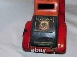 VINTAGE 1930's G-MAN PURSUIT WIND UP TOY CAR BY LOUIS MARX & CO, 100% ORIGINAL
