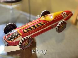 VINTAGE 1950s MARX BOAT TAIL INDY RACER #12 tin windup car large 17in LONG, NICE
