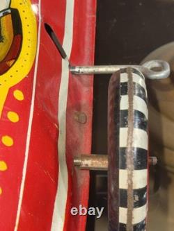 VINTAGE 1950s MARX BOAT TAIL INDY RACER #12 tin windup car large 17in LONG, NICE