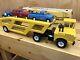 VINTAGE 1960'S TONKA MIGHTY CAR CARRIER & 3 Jeep Vehicles, & Box Included