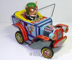 VINTAGE 1960's MARX (Japan) # DRINCAR Bat. Op. NUTTY MAD WEIRD TIN TOY HOTROD Car