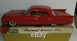 VINTAGE 1961 CADILLAC FLEETWOOD 17 TIN FRICTION TOY CAR IN BOX SSS JAPAN GREAT