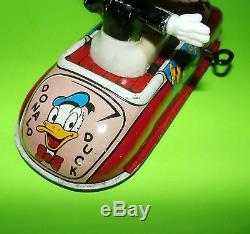 VINTAGE 50's MARX DISNEY MICKEY MOUSE TIN WINDUP TOY CAR WITH DRIVER WORKS! GRE