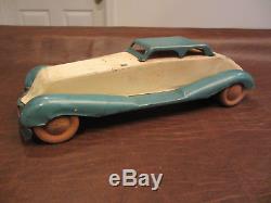 VINTAGE ANTIQUE 30s BUFFALO TOYS BIG STREAMLINE TIN METAL WIND UP TOY COUPE CAR