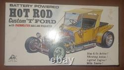VINTAGE BATTERY OPERATED ALPS CUSTOM T FORD HOT ROD TOY CAR in BOX JAPAN NICE