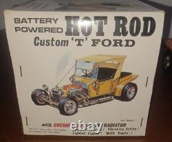 VINTAGE BATTERY OPERATED ALPS CUSTOM T FORD HOT ROD TOY CAR in BOX JAPAN NICE