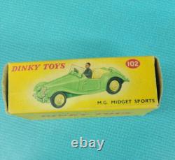 VINTAGE DINKY TOYS 1957 57 MG MIDGET SPORTS CONVERTIBLE CAR #102 With BOX MECCANO