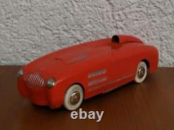 VINTAGE Dux Veritas Red Sports Race Car Toy Wind Up Tin Germany 50s
