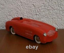 VINTAGE Dux Veritas Red Sports Race Car Toy Wind Up Tin Germany 50s