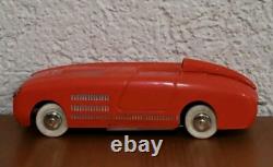 VINTAGE Dux Veritas Red Sports Race Car Toy Wind Up Tin Germany 50s