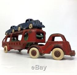 Vintage Hubley Streamline Car Carrier +4 Trucks Original Cast-iron Arcade Kenton