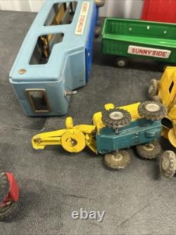 VINTAGE JAPAN TIN Truck CAR Hauler Tractor SSS Cruiser BOAT Farm TRAILER LOT