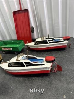 VINTAGE JAPAN TIN Truck CAR Hauler Tractor SSS Cruiser BOAT Farm TRAILER LOT