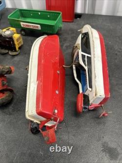 VINTAGE JAPAN TIN Truck CAR Hauler Tractor SSS Cruiser BOAT Farm TRAILER LOT