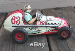VINTAGE Japan Yonezawa No. 63 Tin Friction Champion Midget Racer Toy Race Car
